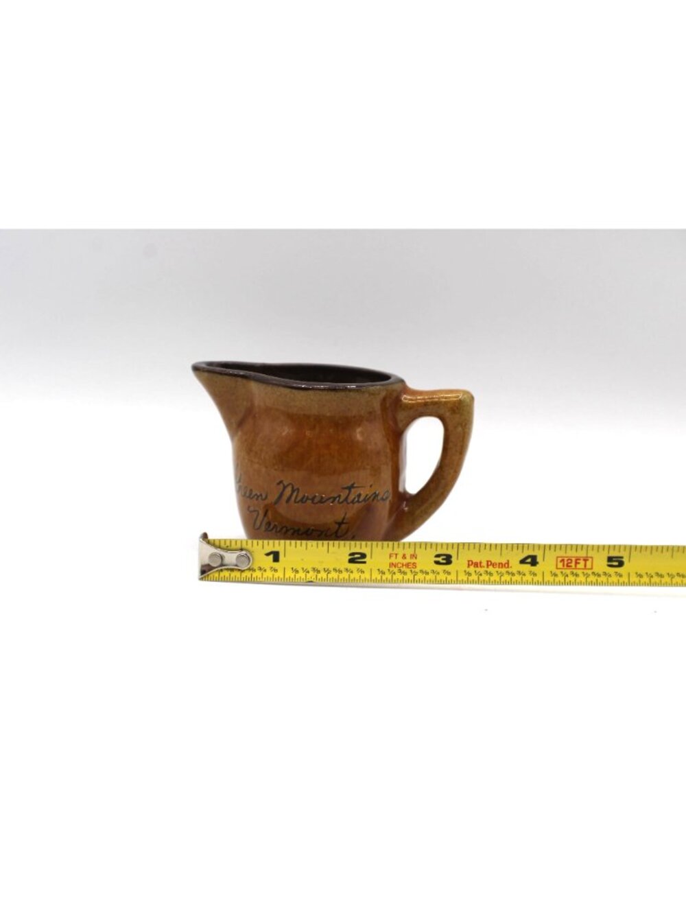 Mini Creamer Pitcher Green Mountains Vermont Brown Ceramic Pottery Vtg Souvenir - Picture 9 of 11